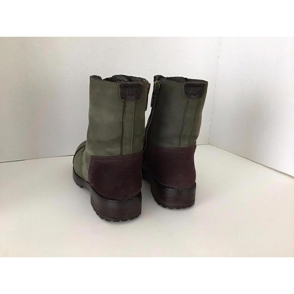 UGG Kilmer Green Leather Lace Up Combat/ Military Style Boots Women's Size 7 - Picture 6 of 9